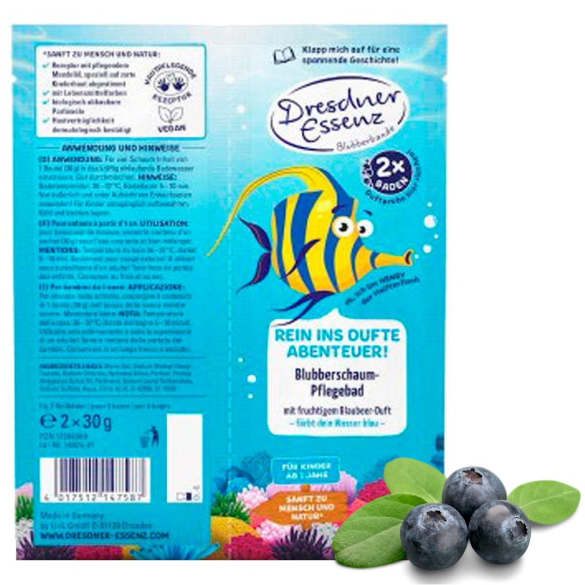 Rybka Henry - Pieniąca sól do kąpieli - Bubble Gang - Dresdner Essenz 2x30g