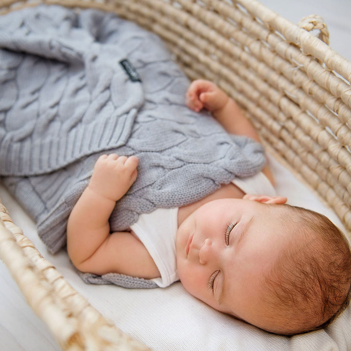 Kocyk z wełny merino Premium - Lullalove szary