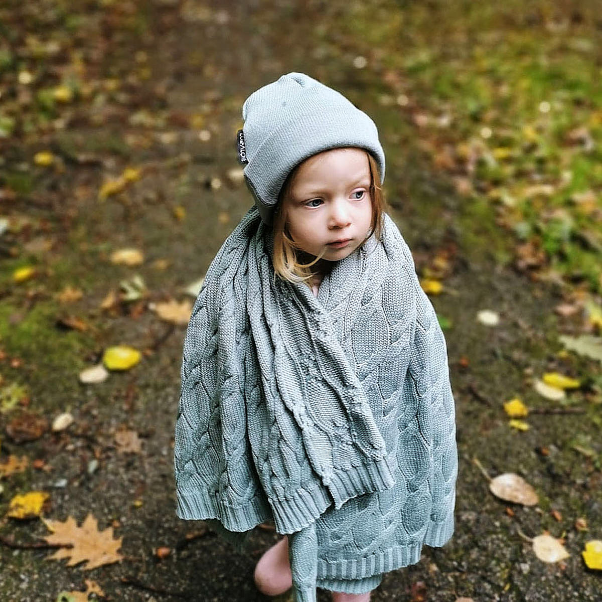 Kocyk z wełny merino Premium - Lullalove szałwia
