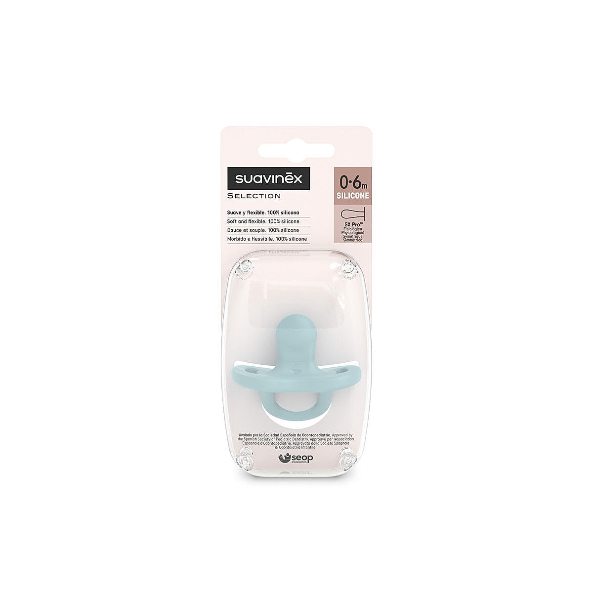 Smoczek fizjologiczny silikonowy SX Pro Colour Essence - Suavinex Niebieski 6-18 m