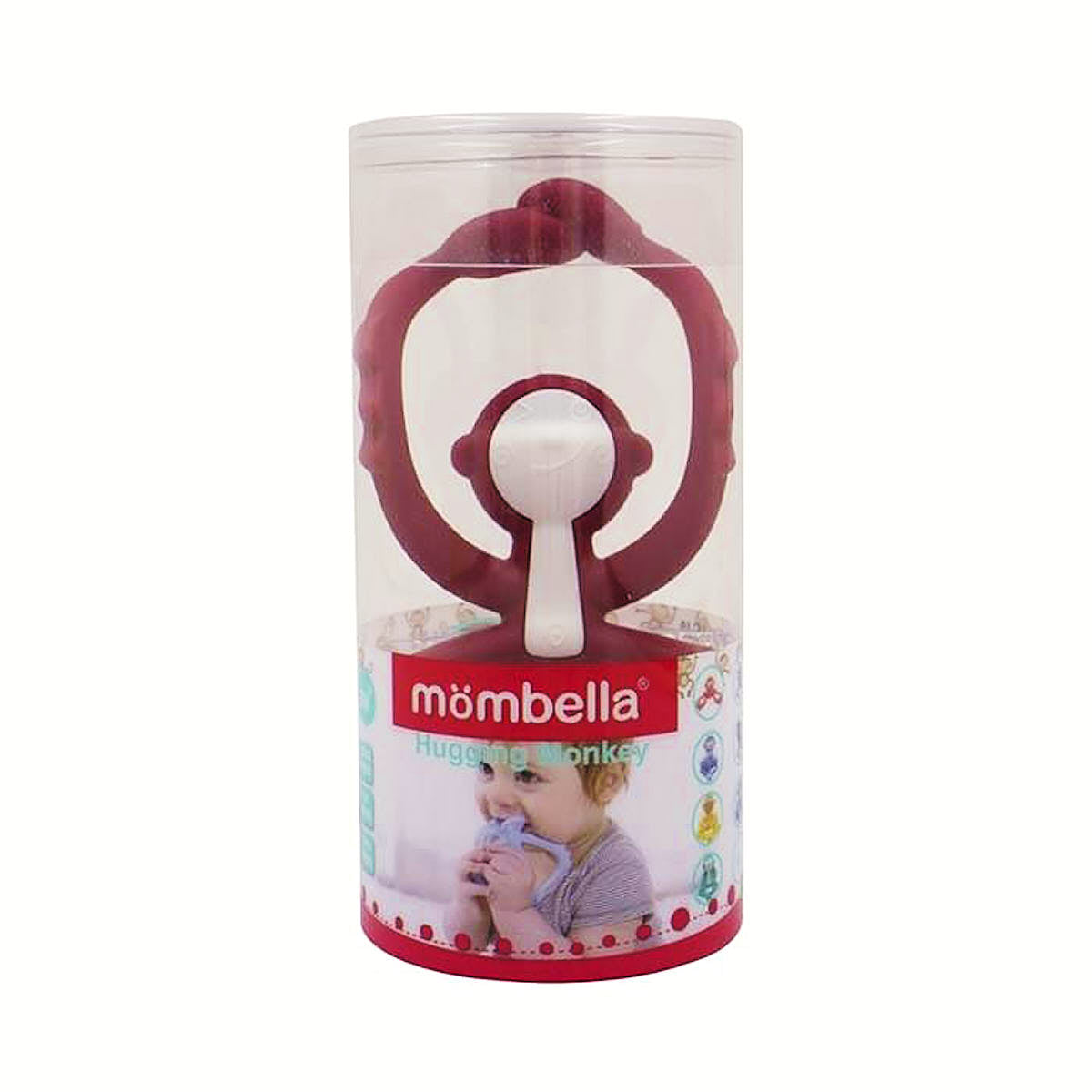Gryzak dla niemowlaka - Zabawka Małpka - Mombella Chimney Red