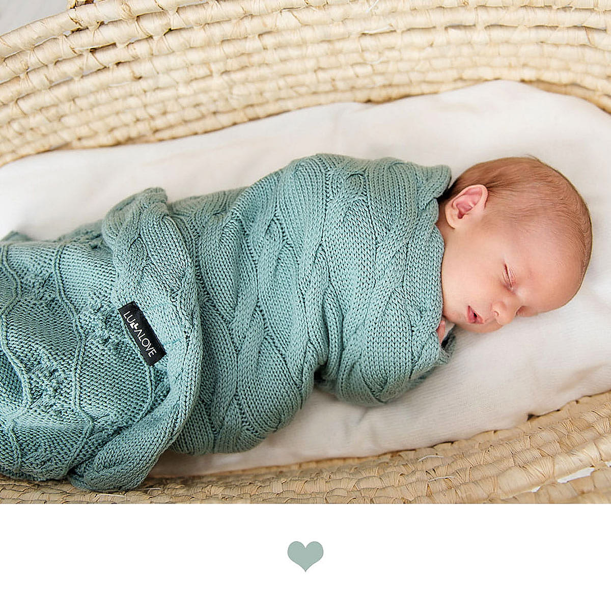 Kocyk z wełny merino Premium - Lullalove szałwia