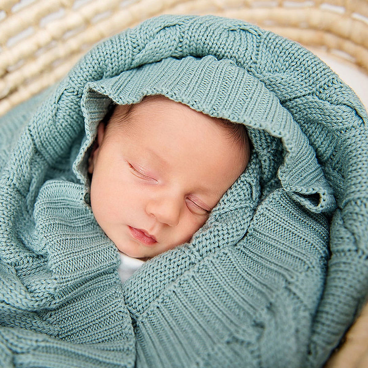 Kocyk z wełny merino Premium - Lullalove szałwia