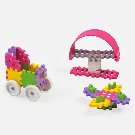 Klocki Mini Waffle Konstruktor 35szt - Marioinex Różowy