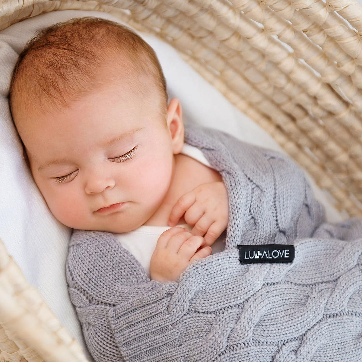 Kocyk z wełny merino Premium - Lullalove szary