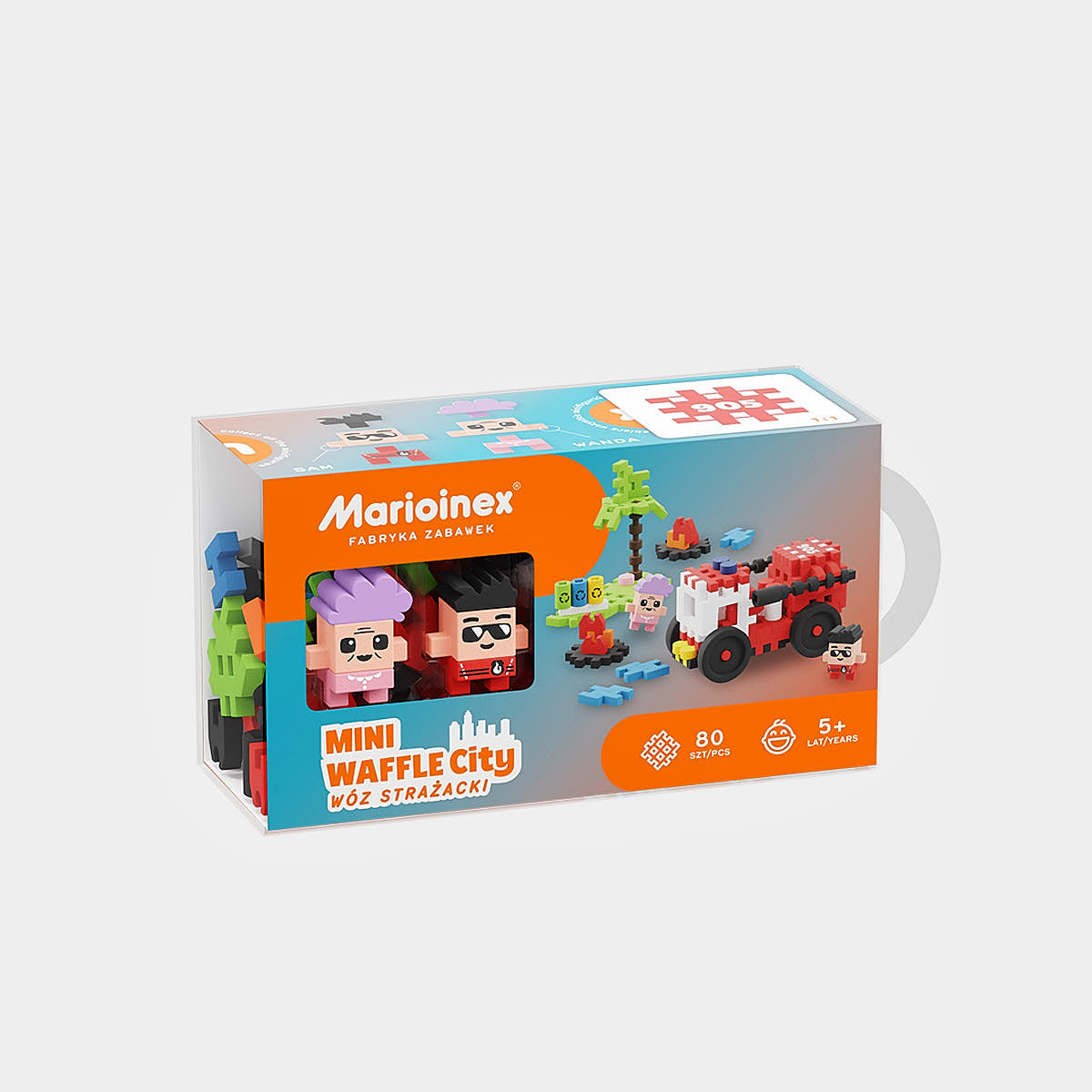 Klocki Mini Waffle City Wóz Strażacki 80szt - Marioinex