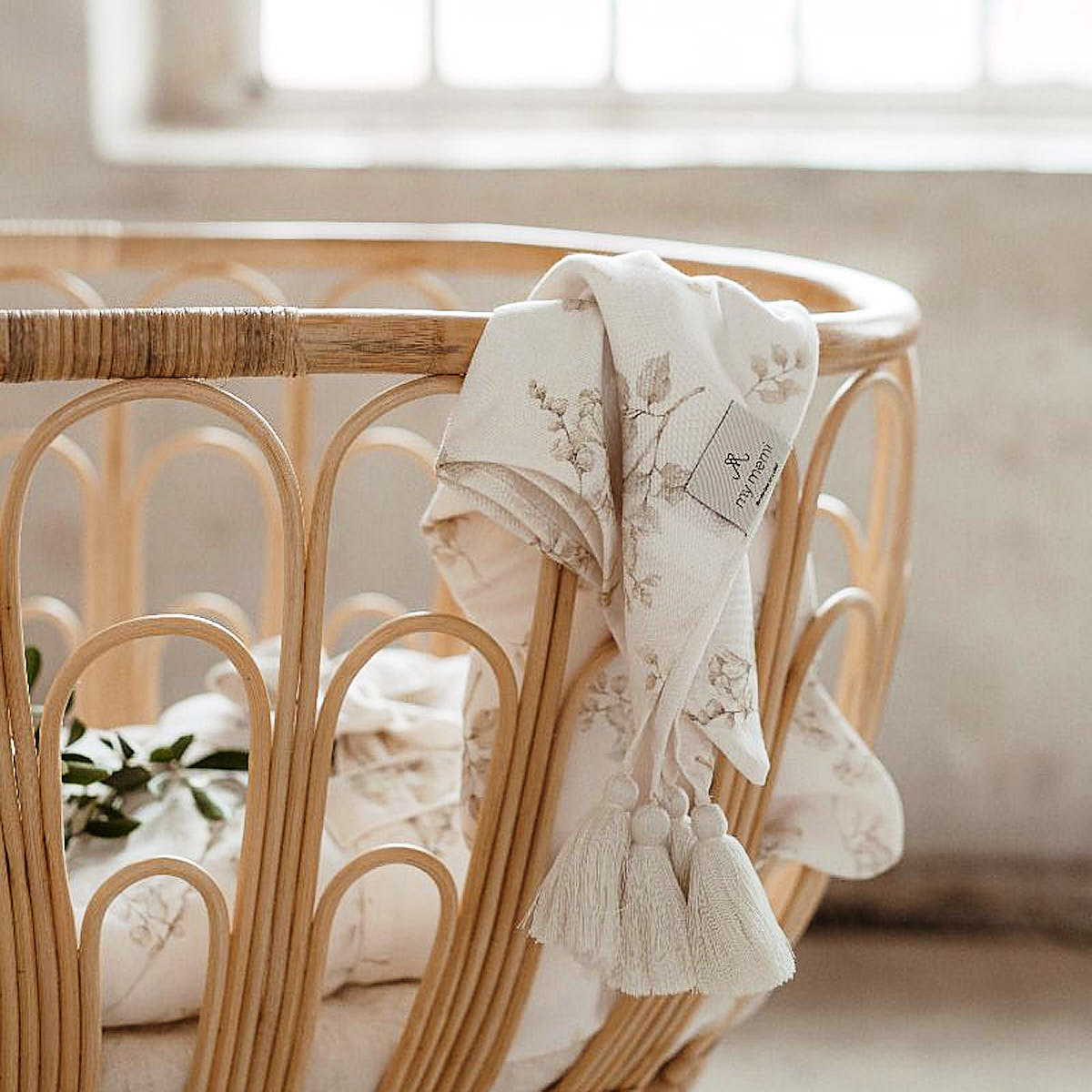 Otulacz babambusowy 75x100 cm / 100x120 cm - boho - My Memi flowers 100x120