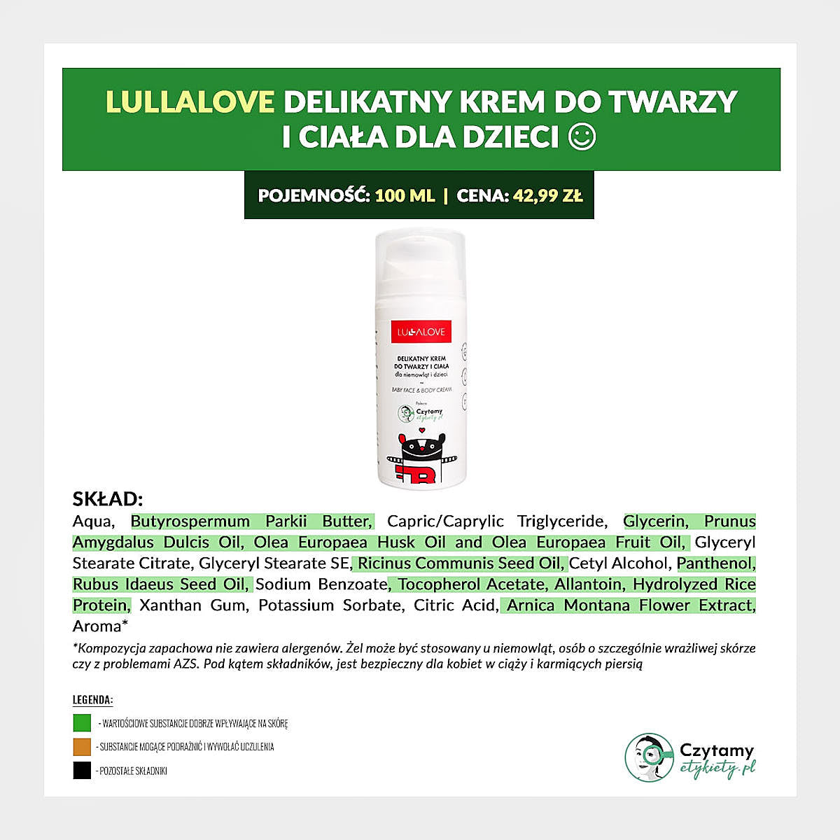 Delikatny krem do twarzy i ciała dla dzieci - 100 ml - Lullalove