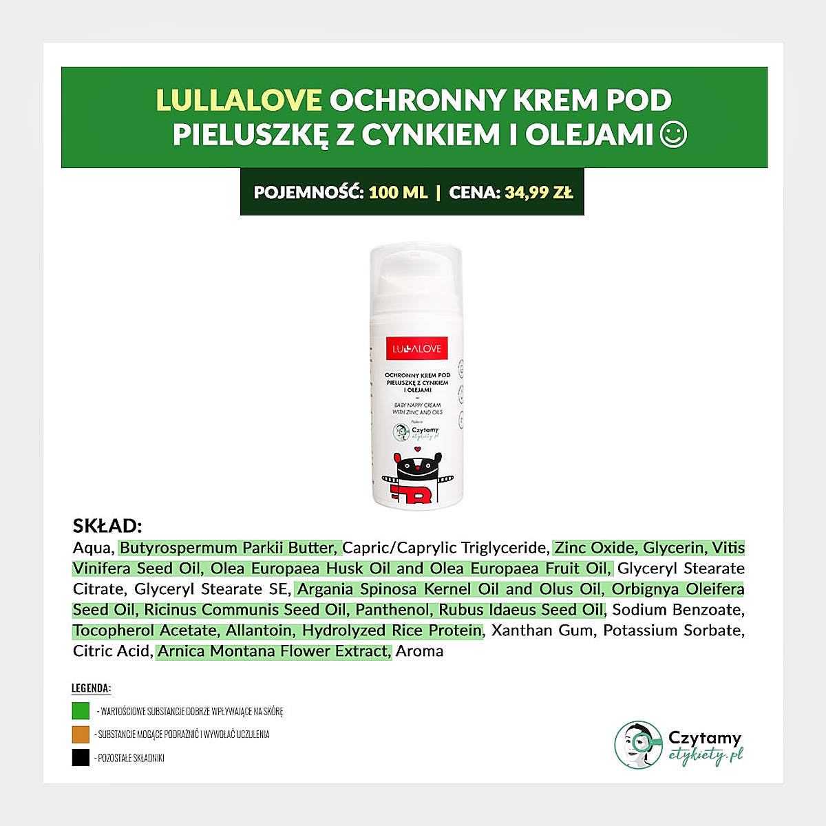 Ochronny krem pod pieluszkę z cynkiem i olejami 100 ml - Lullalove