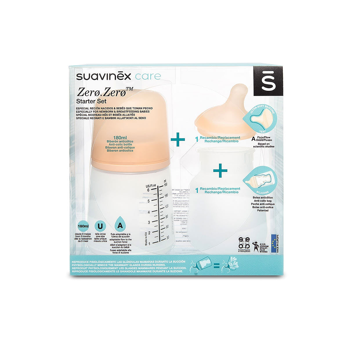 Suavinex - zestaw startowy Zero Zero 180ml/270ml 180 ml