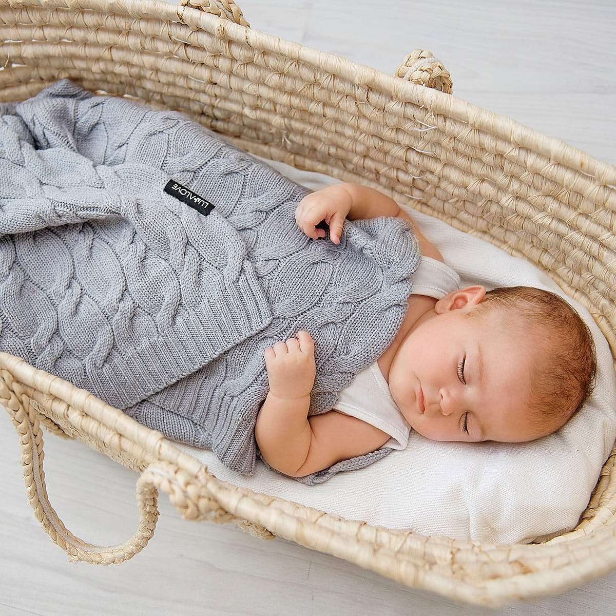 Kocyk z wełny merino Premium - Lullalove szary