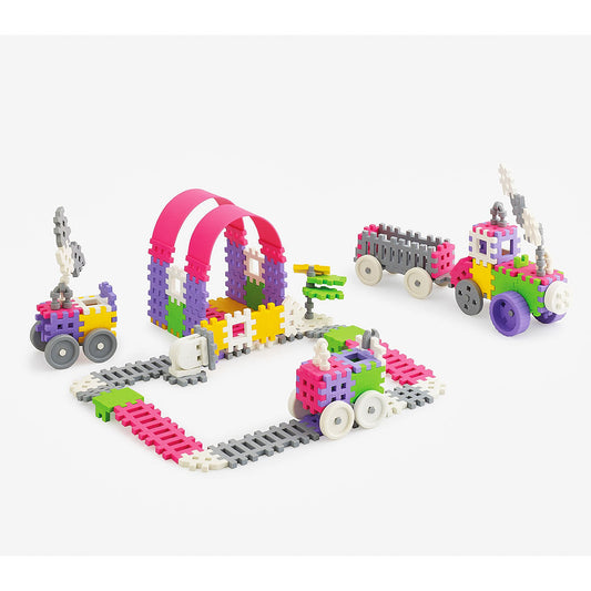 Klocki Mini Waffle Konstruktor 140szt - Marioinex Różowy