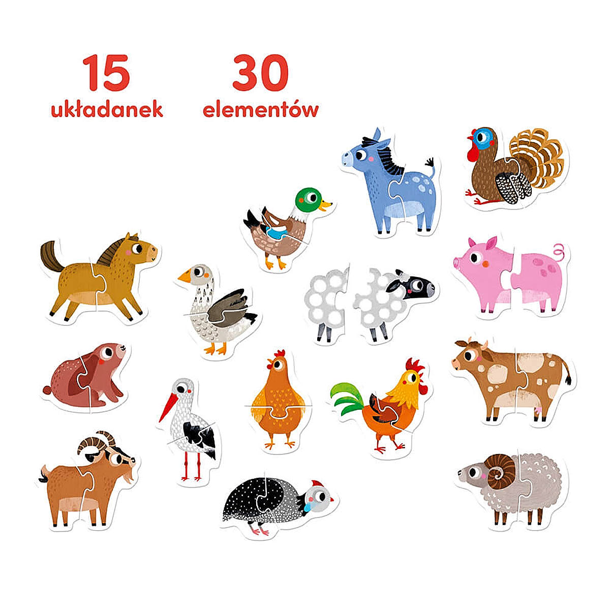 Puzzle do pary Zwierzątka na wsi - CzuCzu