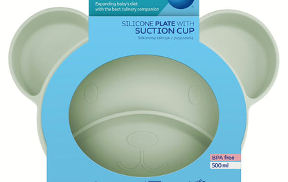 Silikonowy trójdzielny talerzyk z przyssawką MIŚ - Canpol Pistachio