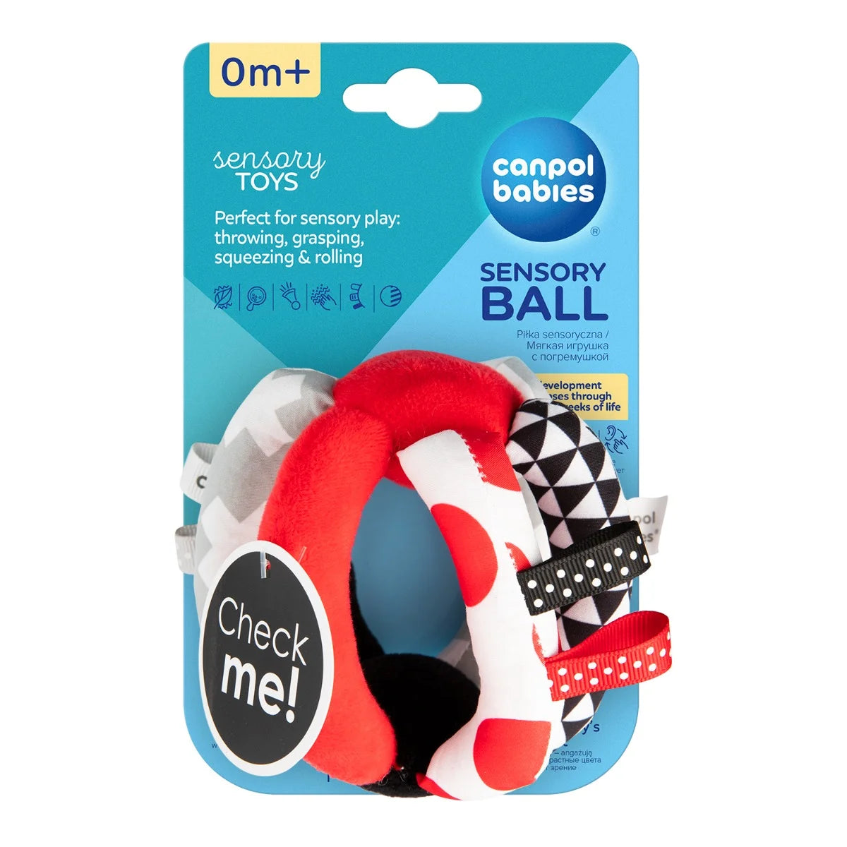 Pluszowa piłka kontrastowa Sensory Toys - Canpol CANPOL