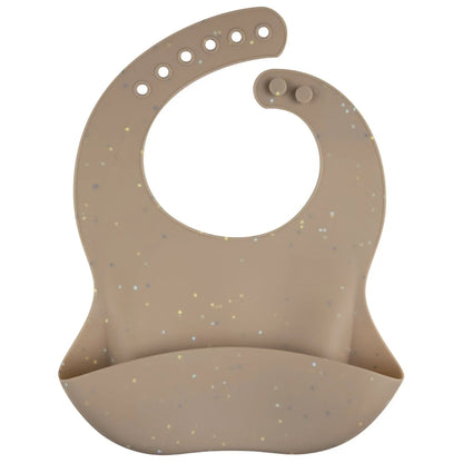 Śliniak silikonowy z kieszonką Dots- Canpol Beżowy