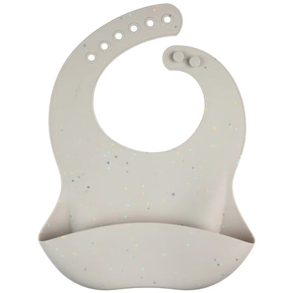 Śliniak silikonowy z kieszonką Dots- Canpol Szary