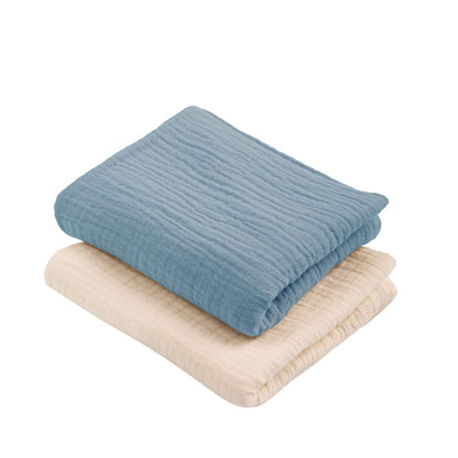 Pieluszki muślinowe 2 szt - ColorStories Ciepły beż i niebieski 50x60