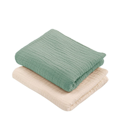 Pieluszki muślinowe 2 szt - ColorStories Ciepły beż i oliwkowy 75x75