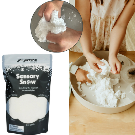 Sensoryczny śnieg, miękka masa sensoryczna dla dzieci 3+ - Jellystone
