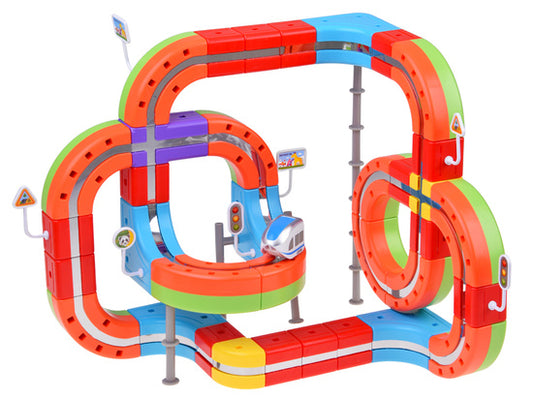 KLOCKI MAGNETYCZNE Tor magnetyczny dla pociągów - 135ele kolejka
