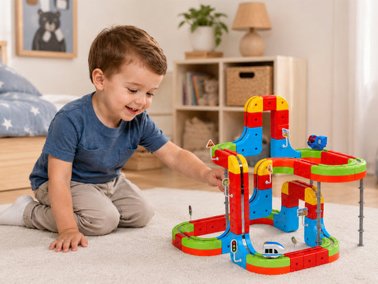 KLOCKI MAGNETYCZNE Tor magnetyczny dla pociągów - 178ele kolejka DIY Joueco