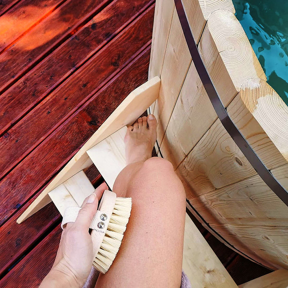 Okrągła szczotka tampico do masażu na sucho - Lullalove