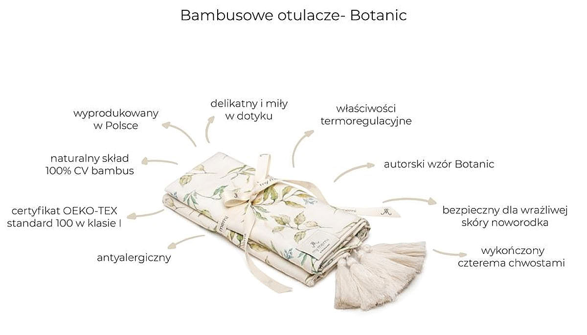 Otulacz babambusowy 75x100 cm / 100x120 cm - boho - My Memi botanic 75x100