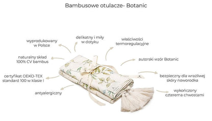 Otulacz babambusowy 75x100 cm / 100x120 cm - boho - My Memi botanic 75x100