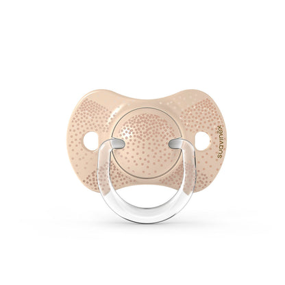 Smoczek fizjologiczny silikonowy SX Pro 2 szt. - Suavinex Spread Joy - beżowe serce 0-6 m