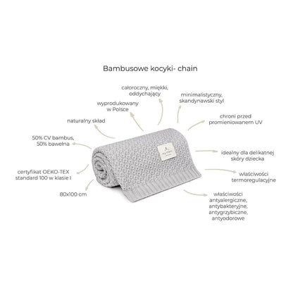 Kocyk Bambusowy 80x100cm - My Memi vintage pink - chain