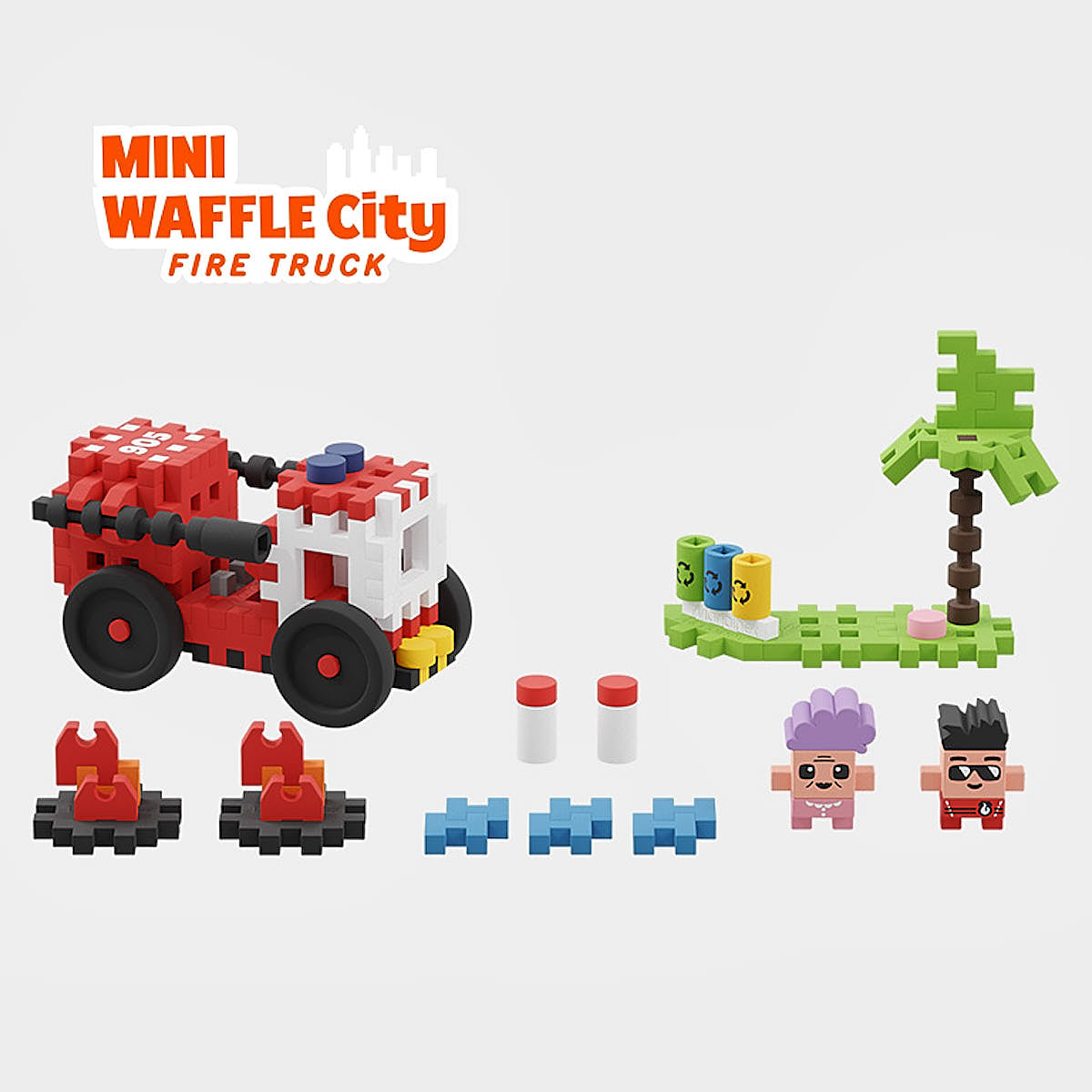 Klocki Mini Waffle City Wóz Strażacki 80szt - Marioinex