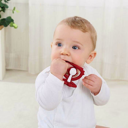 Gryzak dla niemowlaka - Zabawka Małpka - Mombella Chimney Red