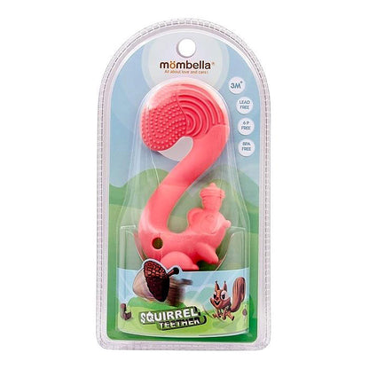Gryzak dla niemowlaka - Zabawka Wiewiórka - Mombella red