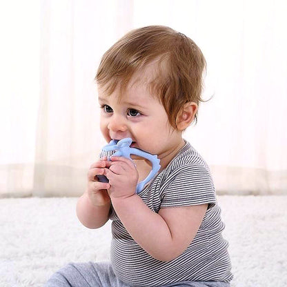 Gryzak dla niemowlaka - Zabawka Małpka - Mombella Light Blue