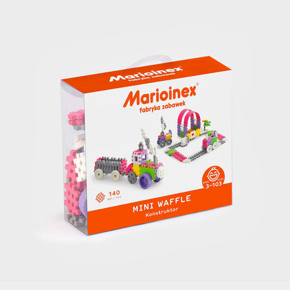 Klocki Mini Waffle Konstruktor 140szt - Marioinex Różowy