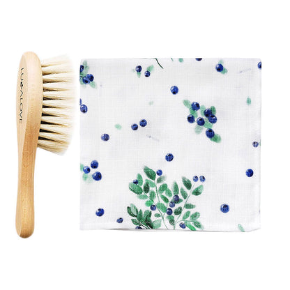 Miękka szczotka z włosia koziego z myjką - Lullalove jagódki