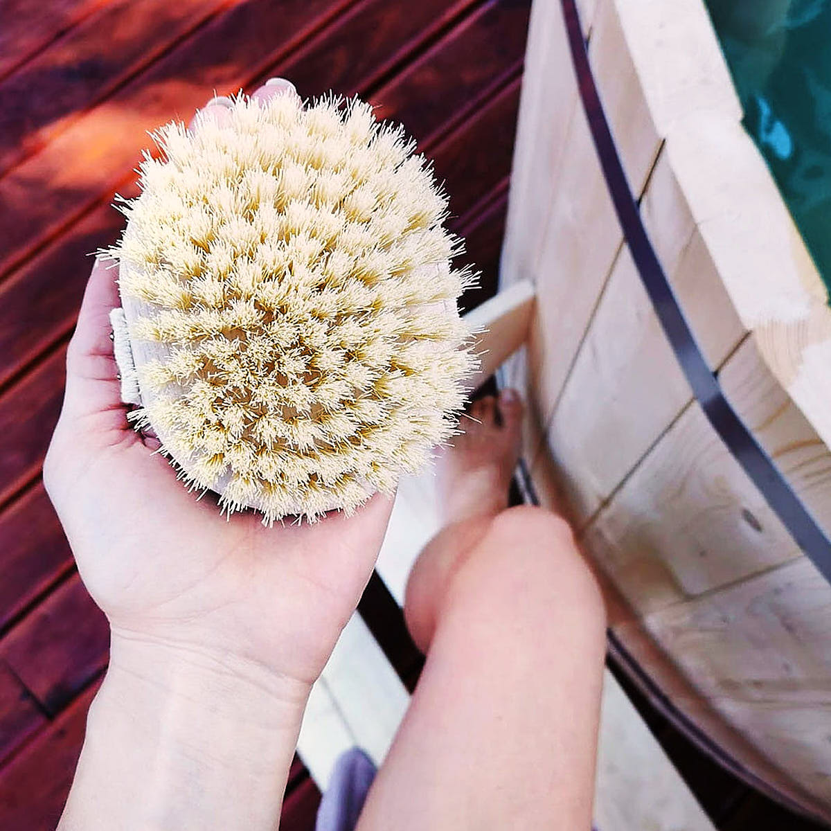 Okrągła szczotka tampico do masażu na sucho - Lullalove