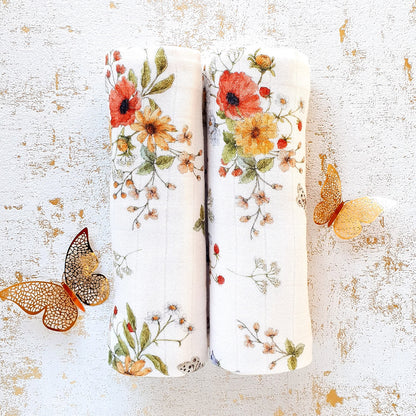 Pieluszka bambusowo - bawełniana z jonami srebra - Ulewajki 3 szt. – Mary Berry Łąka o poranku