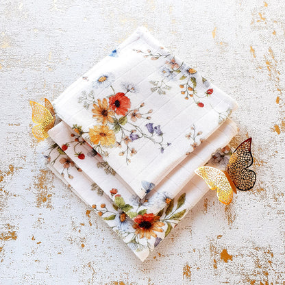 Pieluszka bambusowo - bawełniana z jonami srebra - Ulewajki 3 szt. – Mary Berry Łąka o poranku