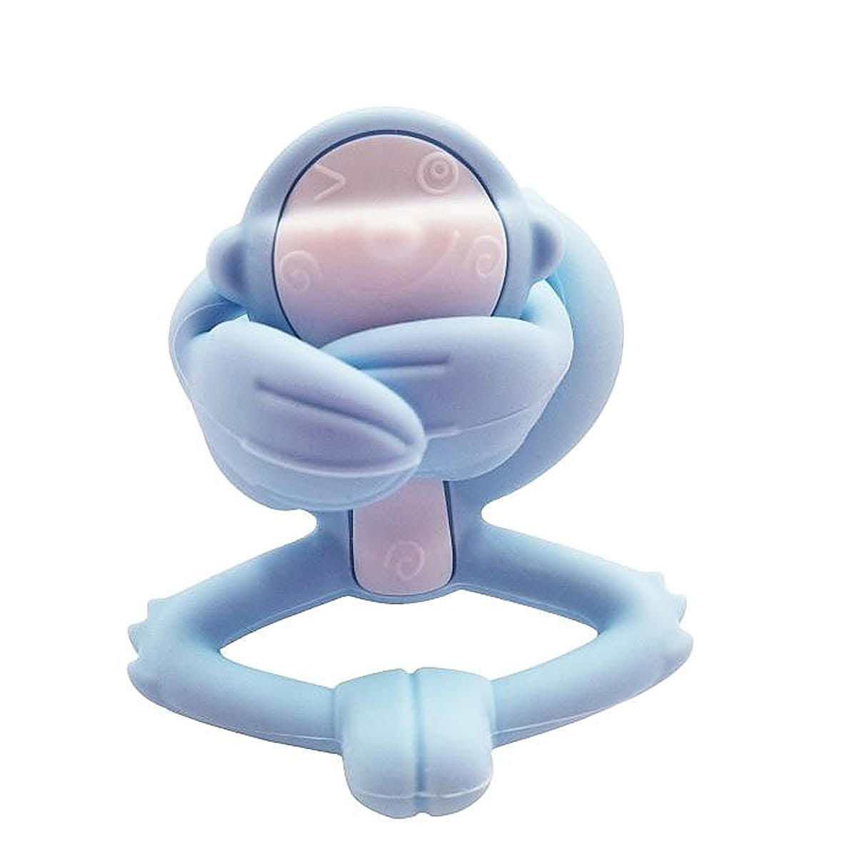 Gryzak dla niemowlaka - Zabawka Małpka - Mombella Light Blue