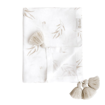 Otulacz bambusowy 80x100 cm - Bolo beżowe listki