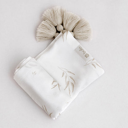 Otulacz bambusowy 80x100 cm - Bolo beżowe listki