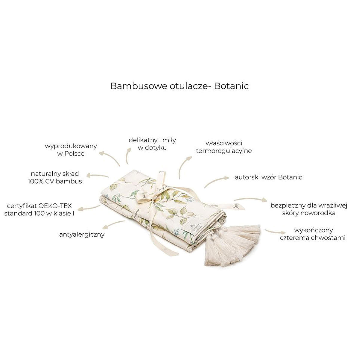 Otulacz babambusowy 75x100 cm / 100x120 cm - boho - My Memi botanic 100x120