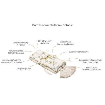 Otulacz babambusowy 75x100 cm / 100x120 cm - boho - My Memi botanic 100x120