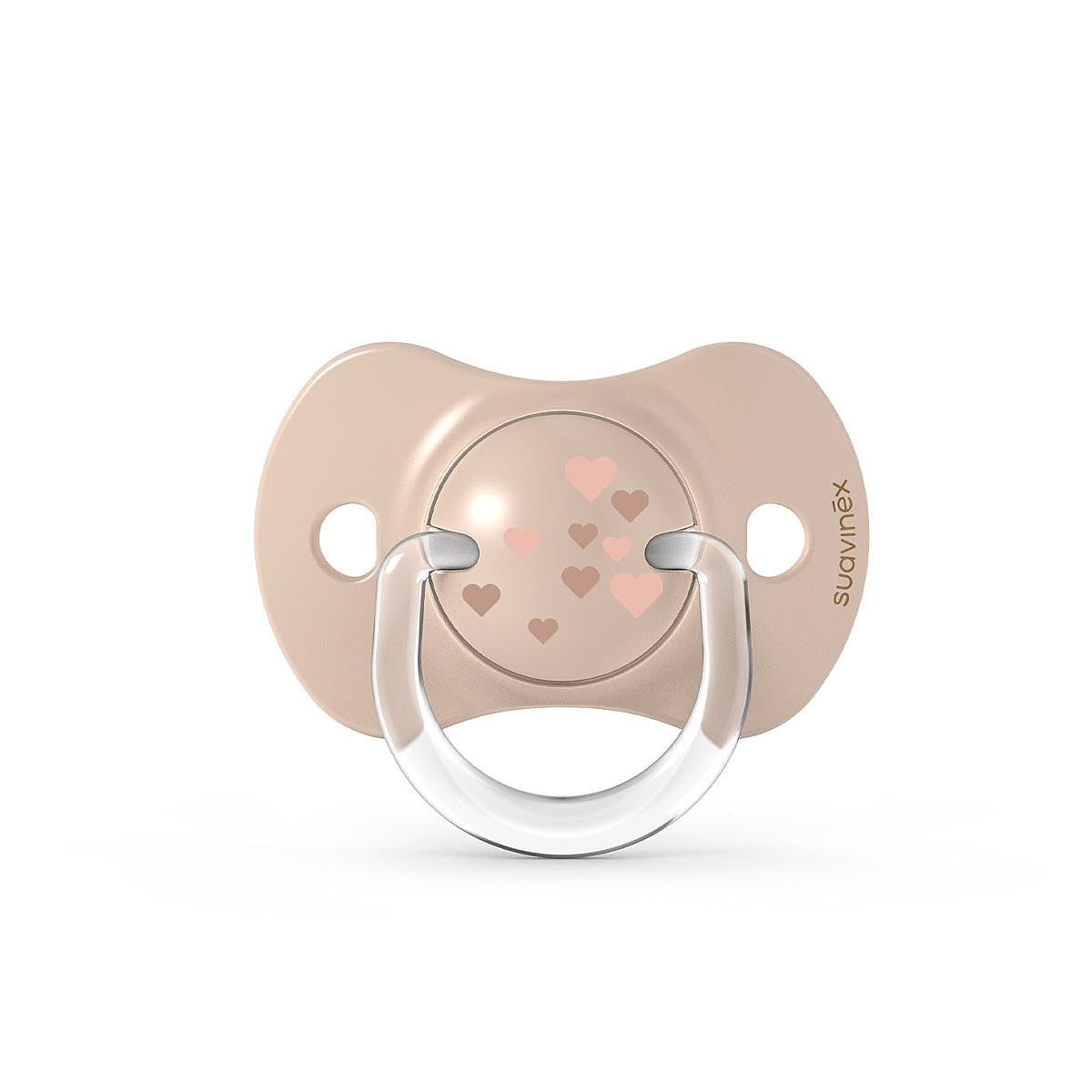 Smoczek fizjologiczny silikonowy SX Pro 2 szt. - Suavinex Spread Joy - beżowe serce 0-6 m