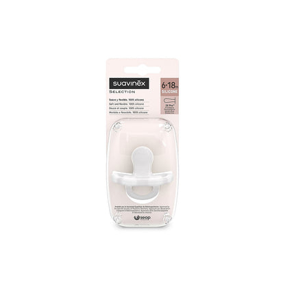 Smoczek fizjologiczny silikonowy SX Pro Colour Essence - Suavinex Transparentny 6-18 m