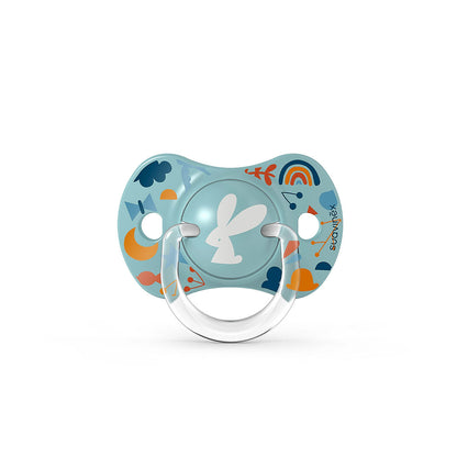 Smoczek fizjologiczny silikonowy SX Pro 2 szt. - Suavinex Forest - niebieski +18 m