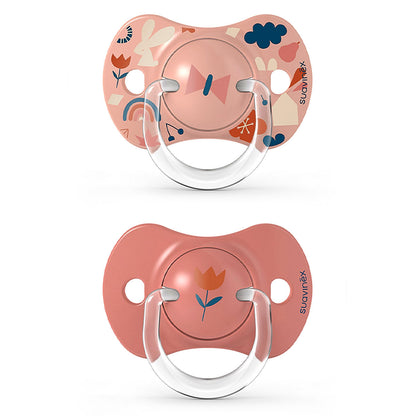 Smoczek fizjologiczny silikonowy SX Pro 2 szt. - Suavinex Forest - różowy 6-18 m