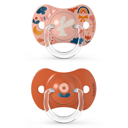 Smoczek fizjologiczny silikonowy SX Pro 2 szt. - Suavinex Forest - różowy +18 m